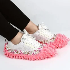 CL Städmoppar-Mopptofflor, Kitteny 3 par multifunktionella mikrofibermoppskor rengöringstofflor för hemmet, 3 färger 6 st