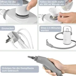 Ångtvättar-Multifunktionell ångtvätt bärbar handhållen ångrengöringsmaskin med 1000 W effekt grå