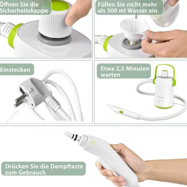 Northix Ångtvättar-Multifunktionell ångtvätt bärbar handhållen ångrengöringsmaskin med 1000 W power green