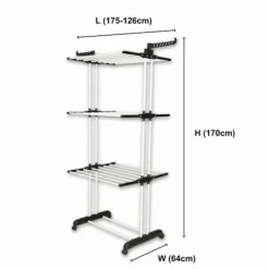 HERZBERG Tvättillbehör-Multifunktionell torkställning 20m vit och svart HG8034-BW