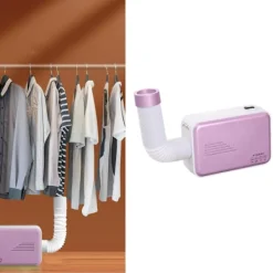 Torktumlare-Multifunktionell 600W klädtork hushåll liten bärbar elektrisk skotork klädtork lila EU rund stickpropp