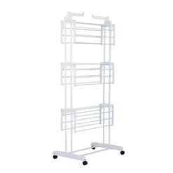 HERZBERG Tvättillbehör-Multifunktions torkställ - - HG8034-WHT - 20m torklinje - Rostfritt stål - Inomhus/utomhus