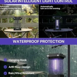 Xuigort Skadedjur & Insekter-Myggdödande lampa för utomhus- och inomhusbruk, solcellsbaserad UV-myggdödande lampa, elektrisk lampa för insektsfångst