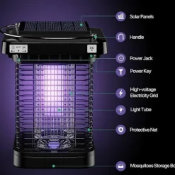 Xuigort Skadedjur & Insekter-Myggdödande lampa för utomhus- och inomhusbruk, solcellsbaserad UV-myggdödande lampa, elektrisk lampa för insektsfångst