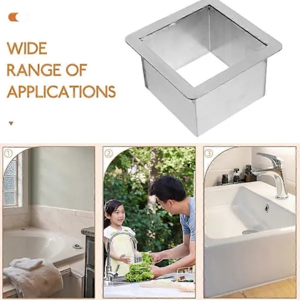 Soptunnor-Nedfällbar sopnedkast rostfritt stål fyrkantig inbyggd bänkskiva avfall sopnedkast genomföring 16.00X16.00X10.30CM