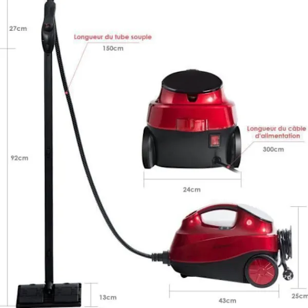 COSTWAY Ångtvättar-Ångmopp 2000W för Sängbuggar - Mångsidig Ånga 1,5L Reservoir, 19 Tillbehör 4,0 Bar för Golv, Mattor