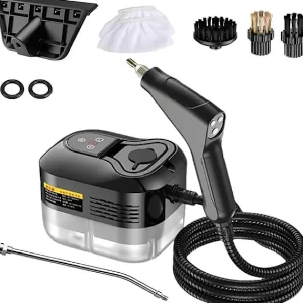 Ångtvättar-Ångrenare för Hem & Bil - 2500W Handhållen Tryckångare | 15 sekunders Uppvärmning | 6 Ångnivåer | 1,2L Vattentank - Perfekt för Djuprengöring