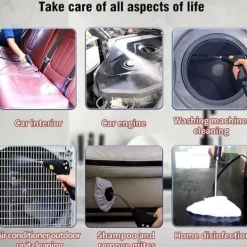 Ångtvättar-Ångrenare för Hem & Bil - 2500W Handhållen Tryckångare | 15 sekunders Uppvärmning | 6 Ångnivåer | 1,2L Vattentank - Perfekt för Djuprengöring