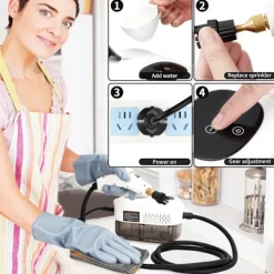 Ångtvättar-Ångrengörare, 2500W Högtemperatur Ångrengörare, Bärbar Ångrengöringsmaskin, 10S Snabb Uppvärmning, med 3 Borsthuvuden (Vit)