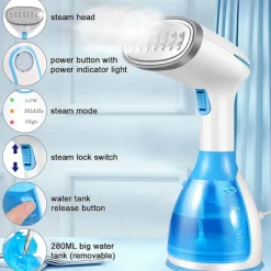 DMstore Strykjärn-Ångstrykare för kläder 1500w Handhållen klädångare, Bärbar resekläder tygångare med 280ml tank EU-kontaktBY