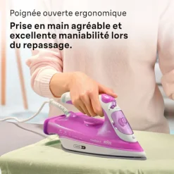 BRAUN Strykjärn-Ångstrykjärn - - FI3124PU Freestyle 3 - Effekt 2400 W - SuperCéramic Sula - Vattentank 270 ml - Självrengörande rosa och vitt