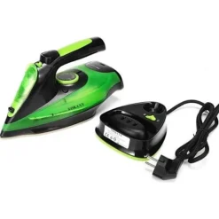 ECLshop Strykjärn-Ångstrykjärn 2400W Trådlös 5 Justerbar Hastighet Droppskydd Kalkskydd EU-kontakt Grön