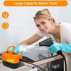 Ångtvättar-Ångtvätt för hem & bil - 2500W Handhållen tryckångare | 15 sekunders uppvärmning | 6 ångnivåer | 1,2L Vattentank - Perfekt för djuprengöring S2 | Fyndiq