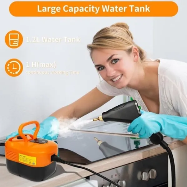 Ångtvättar-Ångtvätt för hem & bil - 2500W Handhållen tryckångare | 15 sekunders uppvärmning | 6 ångnivåer | 1,2L Vattentank - Perfekt för djuprengöring S2 | Fyndiq