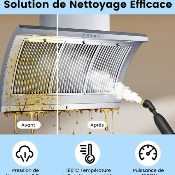 COSTWAY Ångtvättar-Ångtvätt för vägglöss 1600W -180℃-3 Bar-Reservoir 1L-Förvärmning på 15s-Justerbar Intensitet-12 Tillbehör-Vit
