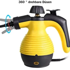 Northix Ångtvättar-Ångtvätt handhållen 9-delad tillbehörssats och säker design ångrengöring gul