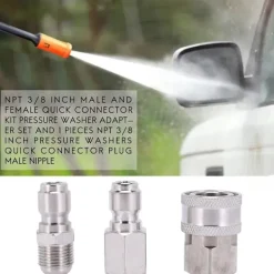 DMstore Högtryckstvättar-NPT 3/8 tum Han- och Honkopplingssats för Trycktvätt, Adapterset och 1 st NPT 3/8 IBY