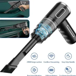 Dammsugare & Tillbehör-29000PA Bärbar Bildammsugare Trådlös Handdammsugare för Bil Hem Svart Svart 2 Filter grön