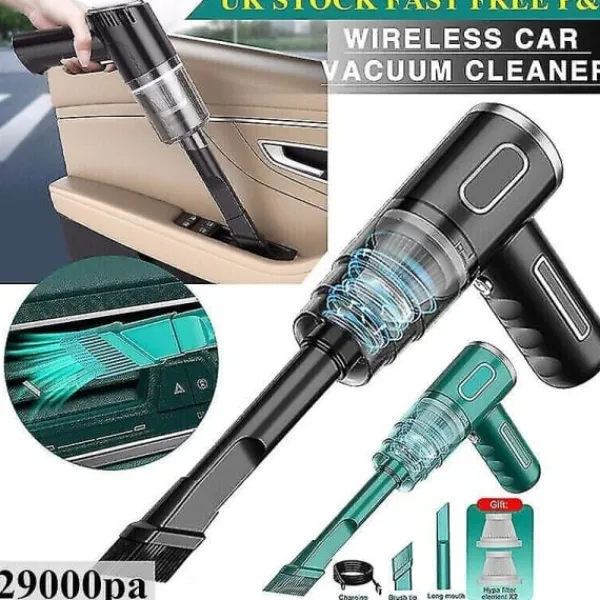 Dammsugare & Tillbehör-29000pa Kraftfull Bil Dammsugare Våt/Torr Sladdlös Stark Sug Handhållen N3 29000PA-Svart