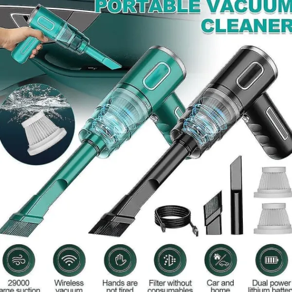 Dammsugare & Tillbehör-29000pa Kraftfull bildammsugare våt/torr sladdlös starkt sug handhållen N3 29000PA-svart