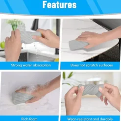 OCEAN Svampar & Dukar-3-pack Absorberande PVA-svamp Fuktig Rengöring Dammtrasa Svamp, Rengöringssvamp