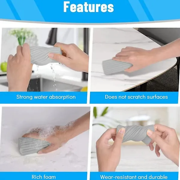 OCEAN Svampar & Dukar-3-pack Absorberande PVA-svamp Fuktig Rengöring Dammtrasa Svamp, Rengöringssvamp