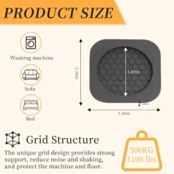 Tvättmaskiner-4-pack antivibrationsplattor för tvättmaskin, tvättmaskins- och torktumlarsocklar för stötar, torktumlarefotkuddar av naturgummi skyddar tvättstugans golv | Fyndiq