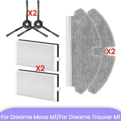 Dammsugare & Tillbehör-6-pack Borstfilter Moppduk Kit för Dreame Mova M1 för Dreame Trouver M1 Effektiv Hushållsrengöring