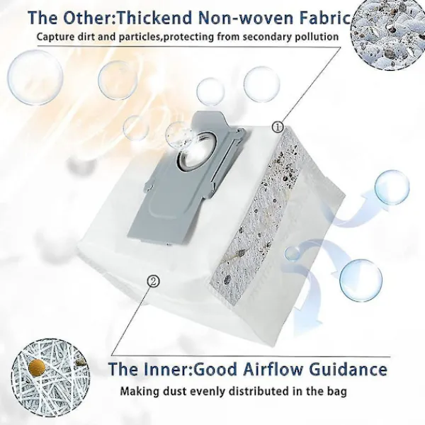 Dammsugare & Tillbehör-12-pack dammpåsar för Roborock Q7 Max / Q7 Max+ / Q7 Max Plus