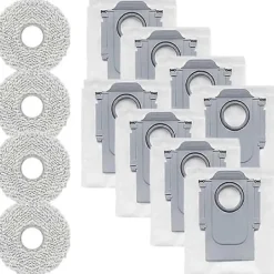 Dammsugare & Tillbehör-12-pack dammpåsar för Roborock QV 35A / QR 798 / QR 598 robotdammsugare - Inkluderar 4 trasor & 8 dammpåsar