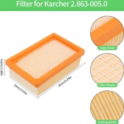 Dammsugare & Tillbehör-2-pack Ersättningsfiltertillbehör för dammsugare Kärcher WD4 WD5 WD6 MV4 MV6 Platt veckat filter, effektiv filtrering