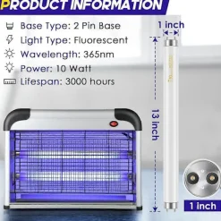 Skadedjur & Insekter-10-pack Ersättningslampor för Insektsdödare 10W, Lämplig för 20W Insektsdödare Inomhus, BL T8 F10W 13 Tum Rör