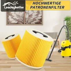 Dammsugare & Tillbehör-2-pack filterpatroner för Kärcher Premium WD3 WD2 MV2 MV3 WD 3P, WD 3.200, WD 3.500 P, SE 4001, SE 4002, A2054, A2004, A2254, A2604, dammsugare WD2