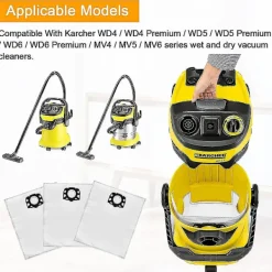 Dammsugare & Tillbehör-12-pack filterpåsar Dammsugarpåsar för Karcher Wd4 Wd5 Wd6 Mv4 Mv5 Mv6 reservdelar Tillbehörssats