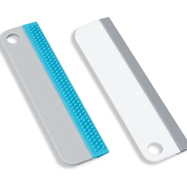 Superp Fönsterrengöring-2-pack fönsterraka, duschskrapa, silikonskrapa för spegel, fönster, glas och kök, badrumsytor, repfri, silikonavtorkningsset
