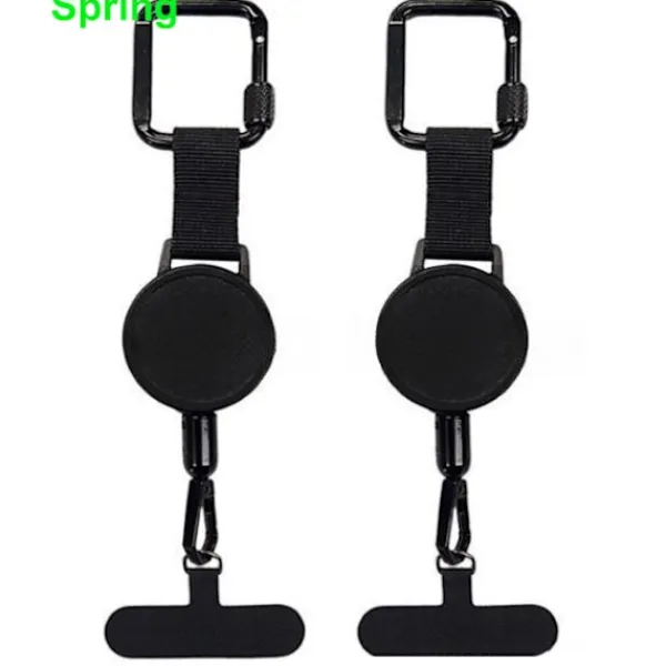 Dammsugare & Tillbehör-2-pack infällbar stöldskyddad telefonhållare, telefonrem, säkerhetslina för smartphone, bältesklämma