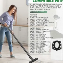 Dammsugare & Tillbehör-8-pack KFI 357 dammsugarpåsar kompatibla med Kärcher WD 2 Plus, WD 3, WD 3 Battery, KWD 1, KWD