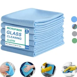 AIZHENCHEN Fönsterrengöring-6-pack Mikrofiber Glasrengöringsdukar - Ränderfria, För Fönster/Bil/Speglar, Återanvändbara 6 PCS