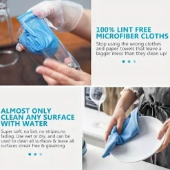 AIZHENCHEN Fönsterrengöring-6-pack Mikrofiber Glasrengöringsdukar - Ränderfria, För Fönster/Bil/Speglar, Återanvändbara 6 PCS