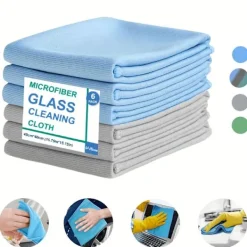 AIZHENCHEN Svampar & Dukar-6-pack Mikrofiber Glasrengöringsdukar - Ränderfria, För Fönster/Bil/Speglar, Återanvändbara 6 PCS