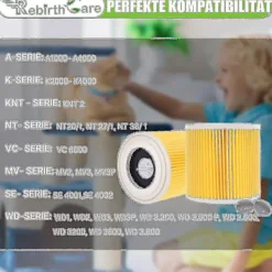 Dammsugare & Tillbehör-2-pack patronfilter för Wd3 Premium Wd2 Wd3 Wd3p Wd3 Mv2 Mv3 filter Wd3 ersättningsfilter för Krcher dammsugare 6.414-552.0/6414552-a