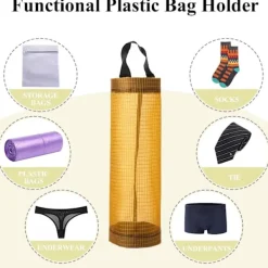 DAO Soptunnor-2-pack Plastpåsehållare, Påsehållare i Nät för Att Hänga, Förvaringspåse för Sopåsar, Vikbar Påseförvaring för Hemmet och Köket