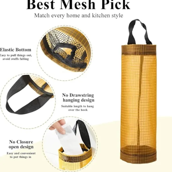 DAO Soptunnor-2-pack Plastpåsehållare, Påsehållare i Nät för Att Hänga, Förvaringspåse för Sopåsar, Vikbar Påseförvaring för Hemmet och Köket