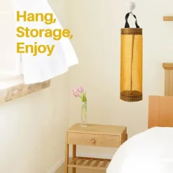 DAO Soptunnor-2-pack Plastpåsehållare, Påsehållare i Nät för Att Hänga, Förvaringspåse för Sopåsar, Vikbar Påseförvaring för Hemmet och Köket