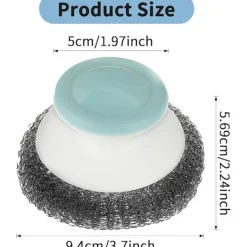Rengöringsmedel-2-pack rostfria stålborstar med handtag, stålullsborstar för rengöring av disk, kraftiga rengöringsmedel för kastruller, stekpannor, grillar