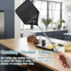 Skadedjur & Insekter-2-pack svart flugsmälla i läder, flugsmälla med metallhandtag för att krossa flugor, myggor