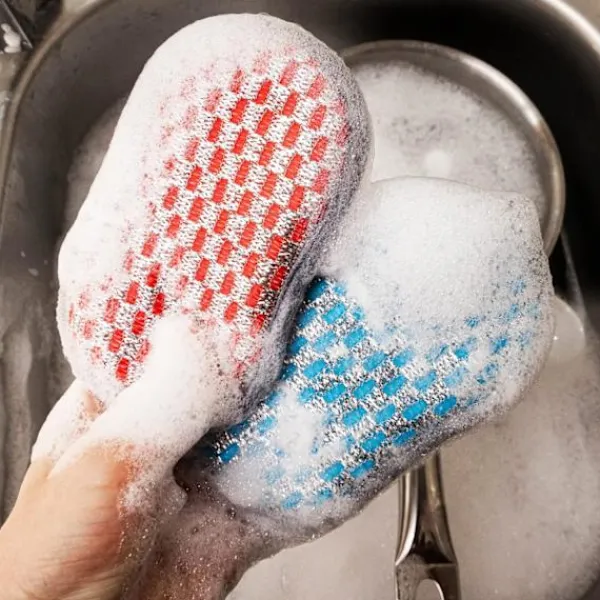 Xuigort Svampar & Dukar-4-pack tvättbara svampar - Återanvändbara disktrasor - Antibakteriella mikrofibersvampar