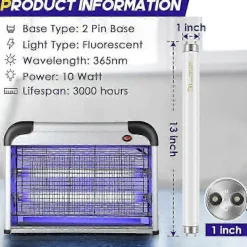 Skadedjur & Insekter-10-pack 10W Insektsdödarlampor, T8 F10W 33 cm Ersättningsrör för Elektriska Insektsdödare Inomhus
