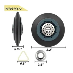 DAO Torktumlare-4-pack W10314173 Torktrummarulle Ersättning för Torktumlare Kompatibel med WPW10314173 Rulldyna [DB] Black Blue