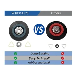 DAO Torktumlare-4-pack W10314173 Torktrummarulle Ersättning för Torktumlare Kompatibel med WPW10314173 Rulldyna [DB] Black Blue